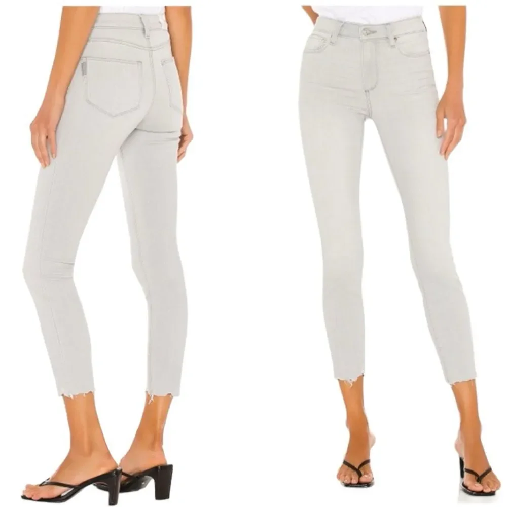 Paige Hoxton Crop In Seattle Sky High Rise Crop Raw Hem Jeans Denim Size 30